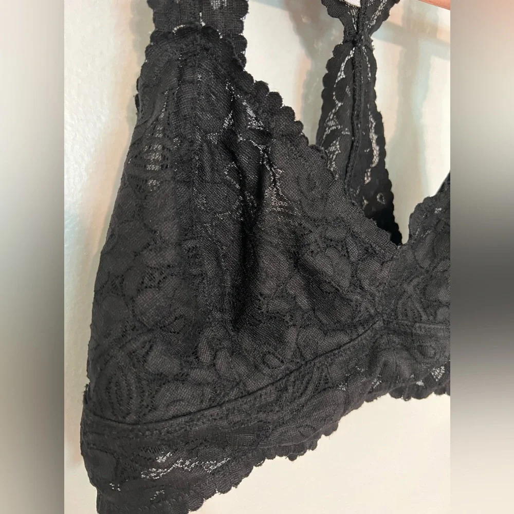 Free People Women's Galloon Lace Racerback - Black Sz Large - Picture 7 of 12